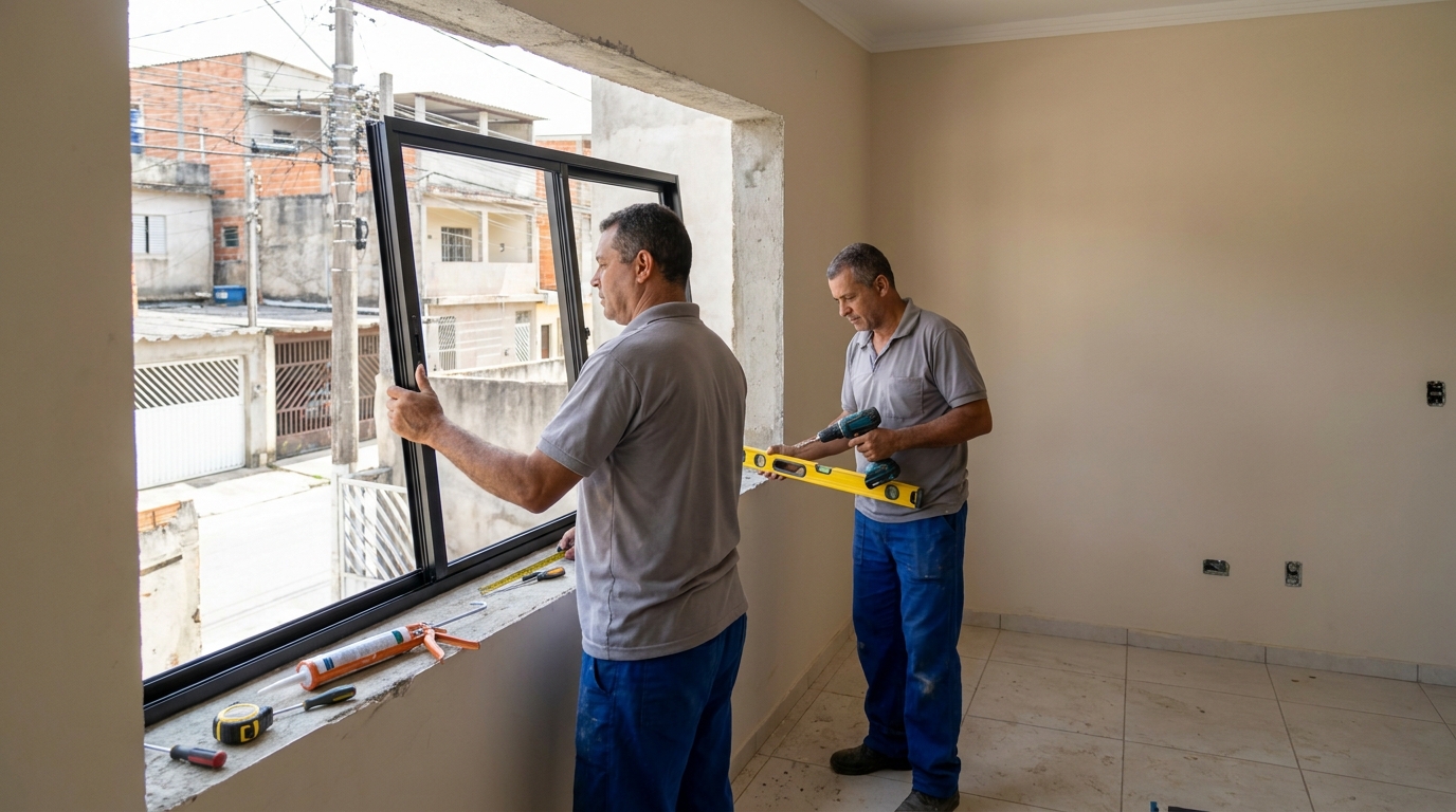 Esquadria de alumínio com vista para rua em Piracicaba-SP